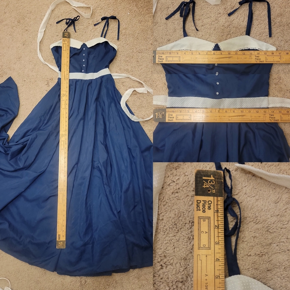 Vintage 70s Elegant Navy Maxi Dress - Picture 4 of 4